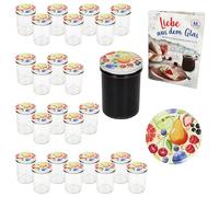 MamboCat Set di 25 vasetti in vetro da 230 ml con coperchio a vite fino a 66 coperchi a vite, per conserve, per conservare e conservare