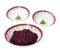 MamboCat Set di 3 piatti da portata con decorazione natalizia, 650 ml, 1 l e 1,3 l, in porcellana bianca con decorazione natalizia, per verdure, dessert, zuppe & Co. I per Natale, Natale
