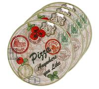 MamboCat Set di 4 piatti da pizza con motivo a forma di zanzariera, colore verde, diametro 33 cm, 4 persone, piatti con motivi e scritte, decorati, per pizze o per servire I porcellana I piatti da portata