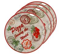 MamboCat Set di 4 piatti da pizza Roma rosso, diametro 33 cm, 4 persone, piatti con motivi e scritte, decorati, per pizze o per servire I porcellana I piatti da portata