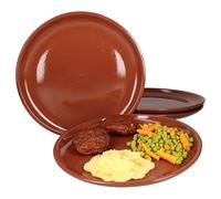 MamboCat Set di 4 piatti piani in argilla, Ø 28,5 cm, piatti in ceramica anticata, piatti da bistecca, piatti per la colazione, piatti da dessert, piatti da portata adatti al forno