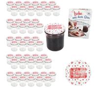 MamboCat Set di 50 vasetti in vetro da 350 ml, con coperchio a vite TO 82, realizzati con amore, barattoli per conserve + ricetta diamantata con zucchero e conserva