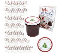 MamboCat Set di 50 vasetti in vetro da 350 ml con coperchio twist-off, per conserve di Natale + 82 coperchi + ricettario gratuito I barattoli per conservare e conservare