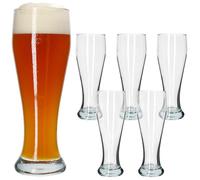 MamboCat Set di 6 bicchieri da birra Sepp, trasparenti da 0,5 l, calibrati, 6 persone, classico bicchiere da birra bianca con forma sottile, grano lievito, per casa, ristorante e casa