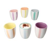MamboCat Set di 6 bicchieri da caffè Beach Pastello Stripes I 150 ml I piccoli bicchieri senza manico in gres porcellanato per 6 persone a strisce pastello e decorazioni strudel, per espresso, matcha