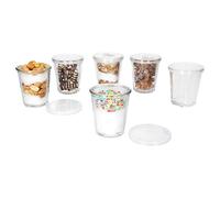 MamboCat Set di 6 Bicchieri da Dessert Coperchio salvafreschezza, 65 ml, Diametro 5,7 cm, con Bordo Rotondo, per Salse, Dessert, Tapas, meze, Creme, spezie, Finger Food