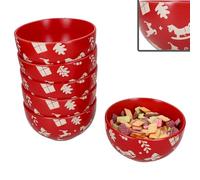 MamboCat Set di 6 ciotole per cereali, 450 ml, in gres porcellanato rosso con motivi natalizi in crema per cereali, dessert, snack & Co. I Natale, Avvento & Nicola