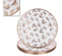 MamboCat Set di 6 piatti a forma di pigne bianche, Ø 33 cm, piatti decorativi leggeri con pigne invernali in rame in metallo, set di tovagliette per 6 persone, per Natale & Co.