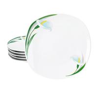 MamboCat Set di 6 piatti da torta White Calla I floreali eleganti piatti da colazione in porcellana con decorazione floreale per 6 persone, piccoli piatti per insalata, dessert, finger food & Co.