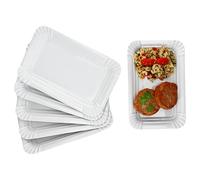 MamboCat Set di 6 piatti di carta Pur in porcellana, 24,5 x 16 cm, piatti rettangolari con effetto cartone e rilievo per torte, panini, hamburger & Co I piatti da portata riutilizzabili