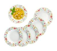 MamboCat Set di 6 Piatti Fondi Variant Fiorellino, Piatti Rotondi Colorati in Porcellana, Profondi, per 6 Persone, per Colazione, Pranzo e Cena