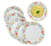 MamboCat Set di 6 piatti piani in porcellana colorata per 6 persone, piatti colorati per pasti principali a colazione, pranzo, caffè e pane da sera