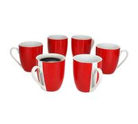 MamboCat Set di 6 tazze da caffè rosso Variant, 350 ml, altezza 10,3 cm, tazze colorate in porcellana con manico per 6 persone, tazze colorate per bevande calde abbiamo tè, cacao, latte macchiato & Co