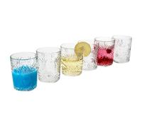 MamboCat Starla - Set di 6 bicchieri da whisky da 280 ml, altezza 10,5 cm, per 6 persone, piccolo bicchiere trasparente da cocktail con rilievo, bicchieri da festa, bicchieri da bere, bicchieri da