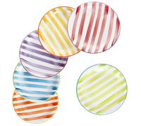MamboCat Summer Stripes - Set di 6 piatti per la colazione in gres porcellanato con strisce colorate per 6 persone, piccoli piatti per insalata, dessert, finger food & Co.
