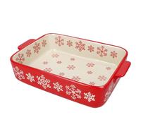 MamboCat Teglia da forno a forma di fiocco di neve, 1,13 l, con manici e fiocchi di neve in gres porcellanato, rettangolare, per arrosti, gratin, torte & Co I Natale