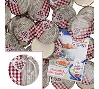 MamboCat TO82 - Set di 50 coperchi in legno a forma di cuore rosso e bianco, coperchio twist-off per vasetti in vetro, bordo rotondo, per conservare e conservare 230 ml/350 ml/435 ml