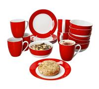 MamboCat Variant, set per la colazione, 18 pezzi, 6 piatti piccoli, ciotola da 450 ml e tazza da caffè, 350 ml, altezza 10,3 cm, per 6 persone, stoviglie in porcellana per colazione e caffè