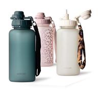 MAMEIDO Borraccia 1 litro - Borraccia con cannuccia motivazionale con indicatore del tempo, Bottiglia sportiva senza BPA palestra antigoccia, Water Bottle (Ocean Bloom, 1000ml)