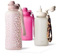 MAMEIDO Borraccia con cannuccia 2 litri motivazionale con indicatore del tempo, Bottiglia sportiva senza BPA palestra antigoccia, Water Bottle (Wild Candy)