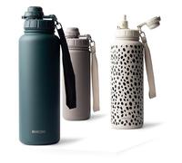 MAMEIDO Borraccia Termica 1,2l con Cannuccia, Termos Isolata senza Perdite, Thermo per Bevande Calde, Senza BPA, Borracce Termiche Inox Palestra (Ocean Bloom, 1200ml)