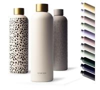 MAMEIDO Borraccia termica 750 ml - Borracce termiche prova di perdite, Thermos acciaio inox senza BPA, bottiglia termica (Ivory Beige Gold)