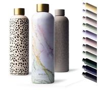 MAMEIDO Borraccia termica 750 ml - Borracce termiche prova di perdite, Thermos acciaio inox senza BPA, bottiglia termica (Pearl Marble Gold)