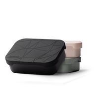 MAMEIDO Porta Pranzo acciaio inox 1200 ml, Divisorio Flessibile e Coperchio Silicone, Lunch Box per Adulti, Porta Merenda Bambina, Schiscetta Pranzo con Scomparti (Rich Black)