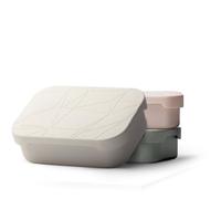 MAMEIDO Porta Pranzo acciaio inox 1200ml, Divisorio Flessibile e Coperchio Silicone, Lunch Box per Adulti, Porta Merenda Bambina, Schiscetta Pranzo con Scomparti (Ivory Beige, 1,2l)