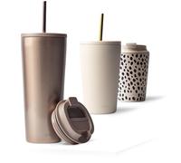 MAMEIDO Tazza da caffè termica con cannuccia 700 ml, Tazza termica, Tazze termiche acciaio inox senza BPA, Tumbler anti-perdita (Rosé Quartz)