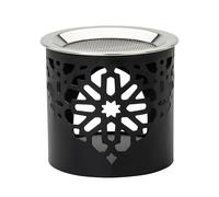 MaMeMi Bruciatore Incenso in Ferro Nero - Ø 7 cm, Altezza 6 cm | Con Setaccio in Acciaio Inox | Scaldaincenso Compatto per Tealight, Resine ed Erbe