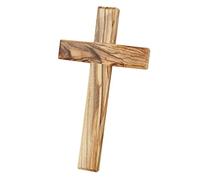 MaMeMi Croce da Parete in Legno di Ulivo 15 x 9 cm - Crocifisso Fatti a Mano da Betlemme con Foro per Appendere - Decorazione Religiosa e Regalo Cristiano