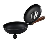 MaMeMi Padella per Incenso in Ferro - Diametro 12 cm, Manico in Legno e Coperchio Pieghevole, Lunghezza Totale 26 cm - Bruciatore Artigianale per Carbone, Resine ed Erbe