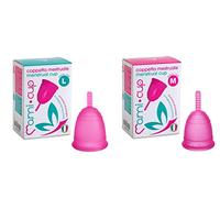 MamiCup Coppetta Mestruale in Silicone Medicale 100% Made in Italy, Morbida, Anallergica, Priva di Lattice e Ftalati, 2 Coppette Rosa, Taglie M+L