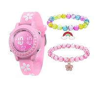 Mamiddle Bambini Orologio Digitale & 2 Bracciali Orologio da Polso Impermeabile con Sveglia Cronometro Luci 3D Cartoon Silicone Band Regali di Compleanno per 3-12 anni Ragazze (Set Sakura Rosa)
