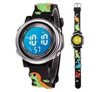 Mamiddle Orologio Digitale per Bambin Orologio Sportivo a Cartoni 3D per Ragazze Ragazzo con Sveglia Data Cronometro LED 3ATM (Nero Dino Volante)