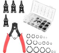 MAMIELIZ 4 Pezzi Pinze per Anelli di Sicurezza Pinza Seeger con 300 Pezzi Anello di Sicurezza Set Impugnatura Antiscivolo Anello di Ritenzione Elasticizzato da 2 mm a 32 mm