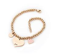 MAMIJUX Bracciale con ciondolo a cuore per la Zia, in acciaio rosato e cuore smaltato rosa Idea Regalo