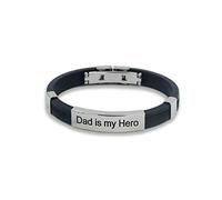 MAMIJUX Bracciale Dad is my Hero in acciaio e silicone nero