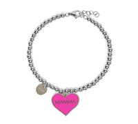 MAMIJUX Bracciale Mamma Smaltato Fucsia Idea Regalo in acciaio Regolabile