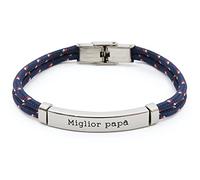 MAMIJUX bracciale per gli uomini della famiglia in cordino nautico e acciaio (Miglior Papà)