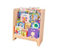 mamikids Pinball - Libreria Montessoriana per Bambini con 4 Ripiani in Legno Naturale 60x50x32cm, Scaffale Portagiochi e Libreria Montessori Bassa per Disegni e Libri per Bambini - Made in Italy