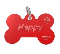 MAMIPets Medaglietta Osso Incisione Multipla (Media 4,0cm, Rossa)