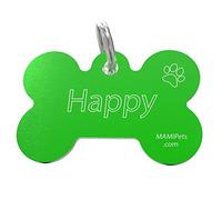 MAMIPets Medaglietta Osso Incisione Multipla (Media 4,0cm, Verde)