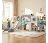 MAMIZO 10 in 1 Scivolo per Bambini,Scivolo per Bambini da Esterno,Grigiastr