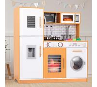 MAMIZO Cucina Giocattolo per Bambini, con Effetti Simulati di Luce e Suono, Cucina Bambini Legno con Accessori da Cucina da Gioco e Lavatrice, 82x80x25 cm, A Partire dai 3 Anni, Legno-Bianco