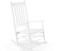 MAMIZO Sedia a Dondolo da Esterno in Legno con Schienale Alto Sedia a Dondolo da Interno Oversize Facile da Montare per Giardino Prato Balcone Veranda (bianco)