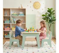 MAMIZO Set di seggiolini per bambini con 2 sedie, tavolo per bambini, per cameretta dei bambini, set di sedie da tavolo per bambini, set di sedie da tavolo per bambini, colore verde