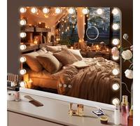 MAMIZO Specchio trucco con illuminazione, 80x60cm, Grande specchio Hollywood con luce, USB e Type-C, Dimmerabile, 20 LED, Specchio da parete, 3 colori di luce, Tavolo