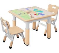 MAMIZO Tavolo Bambini con 2 Sedie, Tavolo e Sedie Bambini, Regolabile in altezza, in Plastica, per Set Bambina dai 2 anni (Giallo, Tavolo Quadrato), 60 x 60 cm, KT-TC01